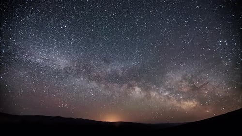 Milky Way Galaxy Time-Lapse over Dark Mountain Range