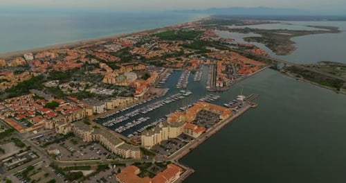 Aerial View of the Yacht Club Aerial Topdown View of Docked Sailboats French Yacht Club Leucate
