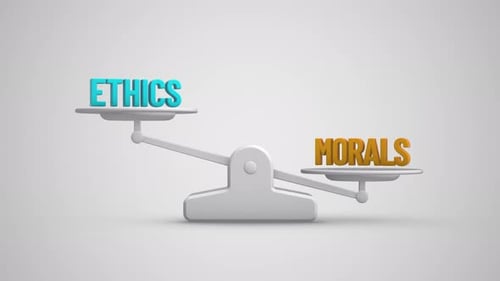 Ethic vs Morals balance scale looping animation