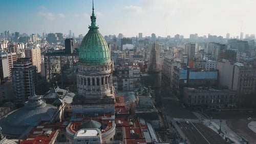 Aerial View of the City of Buenos Aires Congress Building Argentina