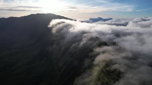 Majestic Mountains and Clouds Aerial View