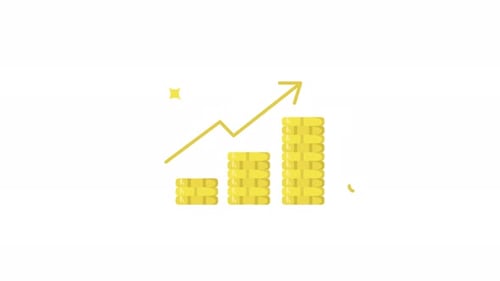 Animated Flat Design Financial Growth Chart with Gold Coins