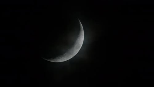 Waxing Crescent Moon at Night