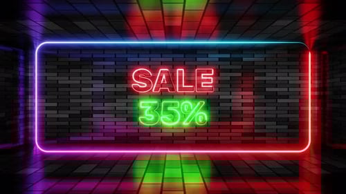Animated Neon Sale Discount Text Sign