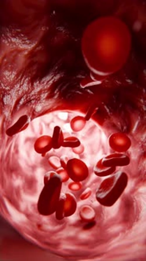 Red Blood Cells Flowing Through a Blood Vessel Medical Animation
