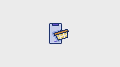 Animated Smartphone Online Shopping Cart Transaction Icon