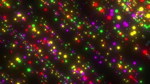 Bright glowing particles dance in dynamic abstract digital motion