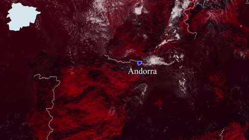 Andorra Country Highlight on Satellite World Map