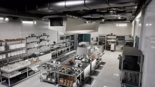 Professional Kitchen , View Counter In Stainless Steel