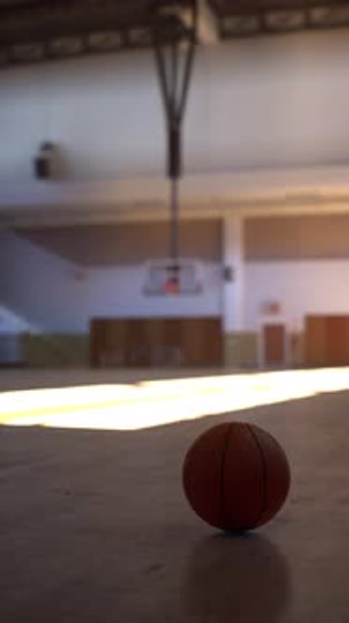 Basketball on Gym Floor