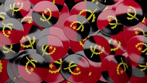 Shiny 3D Angola Flag Badges Falling Transition