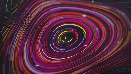 Nano-Kollektion: Animiertes Loop-Übergangselement eines großen verschwommenen neonfarbenen Kreises mit Linien und