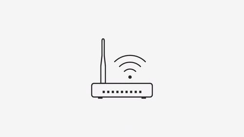 Animated Flat Design Wi-Fi Router Icon with Signal