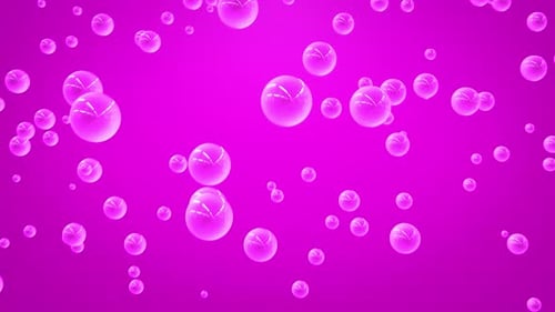 Seamless loop screensaver with soft pink bubbles floating up on a light purple background