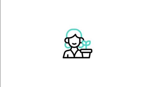 Animated Minimalist Icon Reveal: Person with Potted Plant