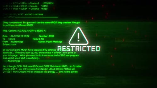 Restricted Attentions Screen Motion On Abstract Technology Background Green Color