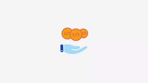 Hand Holding Growing Coins Flat Design Animation