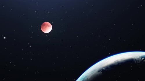 Planeta Tierra y Luna de sangre en 4K