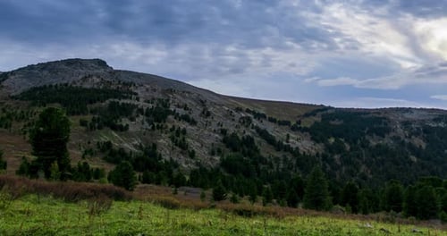 Mountain Lake Time Lapse in Summer or Autumn Wild Nature and Beautiful Sunset Moving Clouds Deep