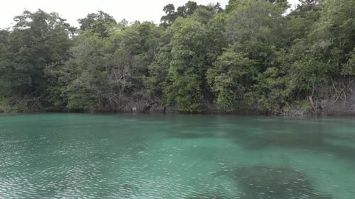 Turquoise beach ocean view in near island Indonesia