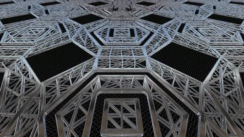 Geometric Futuristic Metal Tunnel Loop Background