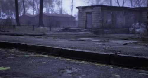 Ruins of an Abandoned Building in a Quiet and Eerie Setting