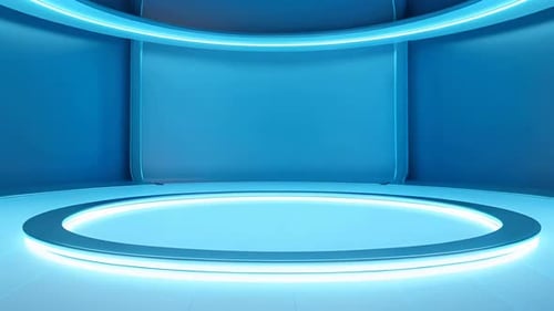 podium Futuristic showcase with platform for product displaying. Empty modern stage display