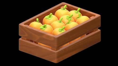 harvest orange 3D Animation, Alpha Channel, Transparent Background