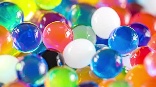 Colorful Translucent Gel Beads Close Up