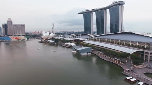 Aerial View of Marina Bay Sands and Landmarks in Singapore