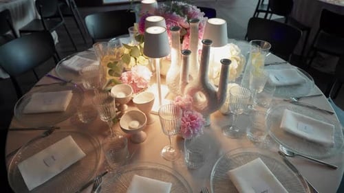 Elegant table setting with floral centerpiece