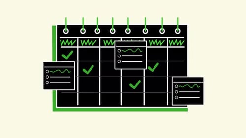 Animated Flat Design Calendar with Checkmarks and Checklists
