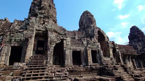 Ancient Ruins Thom Bayon Temple Famous Cambodian Landmark Angkor