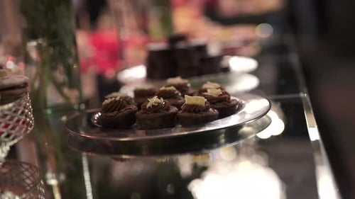 Brownies on Display at Elegant Buffet Table
