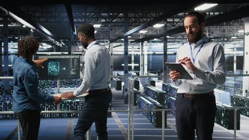 Computer Scientists in Data Center Monitoring Neural Network LLM Visualization