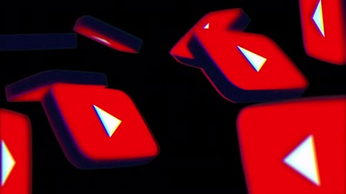 Glitch Play Button Icons Technology Background Loop