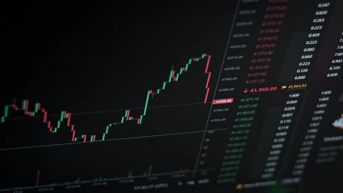 Fluctuating Stock Market Graph on Computer Screen