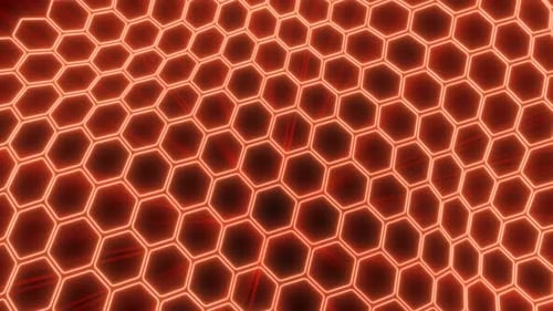 Glowing Neon Hexagon Grid Animated Background Loop