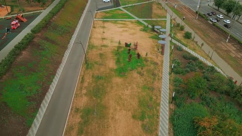 Top View of Paths in Park Alley Clip Solar Panels in Park Alley of City Lines of Paths in Park City