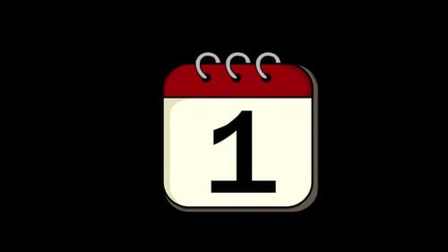 The Calendar Flips From The 1st To The 2nd Of The Month 4K Alpha Channel