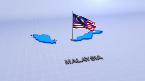 3D Animated Malaysia Flag and Map Introduction