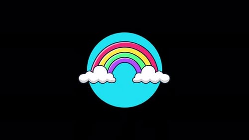 Colorful Animated Rainbow and Clouds in Modern Style