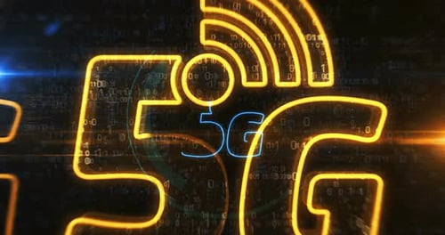 5G mobile network technology symbol loop digital concept
