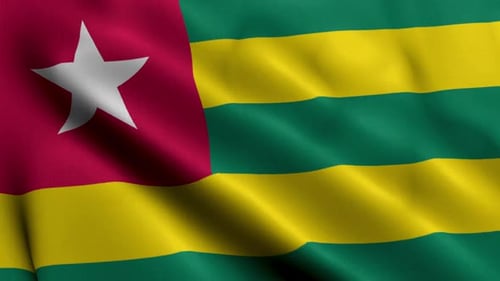 Togo National Flag Waving in Realistic Fabric Animation