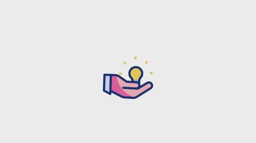 Animated Hand Holding Glowing Lightbulb Idea Icon