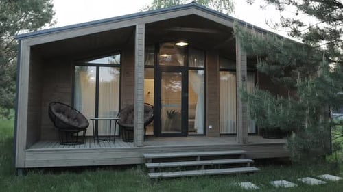 Modern Wooden Cabin in Rural Setting