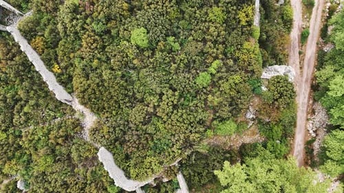 Aerial View of the Ruins of the Ancient Roman Kadrema Castle Located in the Gedelme Village and Moun