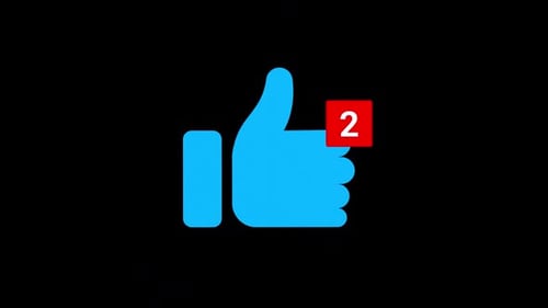 Social Media Like Hand with Increasing Notification Counter Animation
