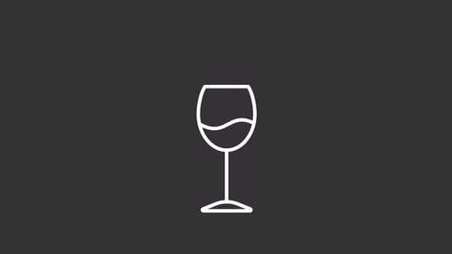 Animated wine glass white line icon