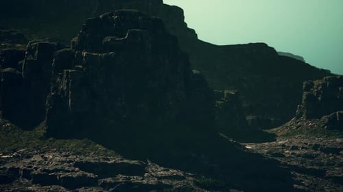 A Large Rock Formation in the Middle of a Mountain Range